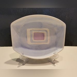 SKL/ WW Pastel Pottery Dish Blue,  White and Lavender 6"×4.5" Pre-owned